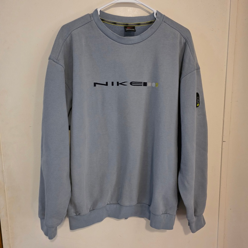 Vintage Y2k Nike Mens Sweatshirt Size Large Blue Tennis Court Graphic Crew Neck